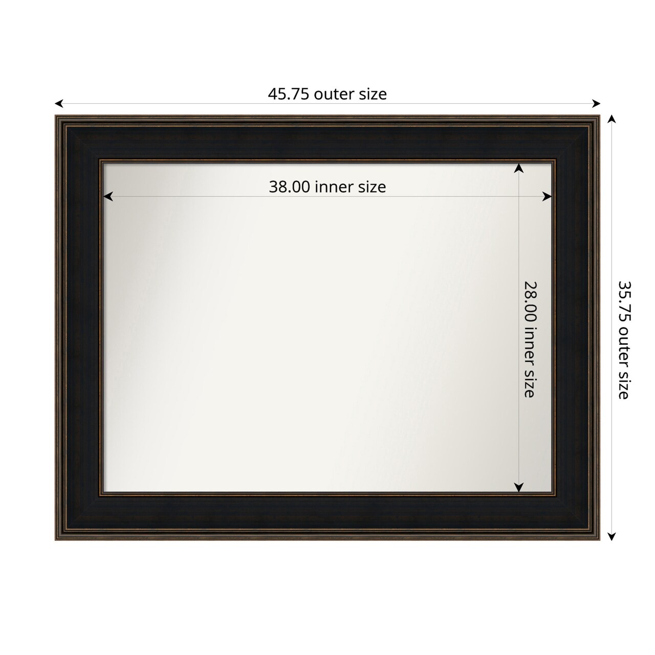 Mezzanine Espresso Non-Beveled Custom Framed Bathroom Vanity Wall Mirror